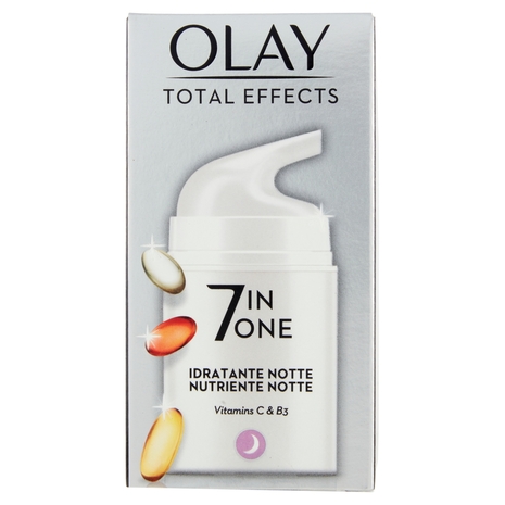 Olay Crema Viso Notte Total Effects 7in1 - Idratante e Nutriente - Vitamine C & B3 - 50 ml
